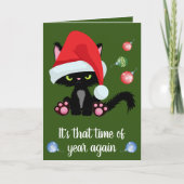 Grumpy Zwarte Kat Grappige Kerstmis Kaart (Voorkant)