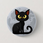 Grumpy zwarte kat maan knop ronde button 5,7 cm (Voorkant)
