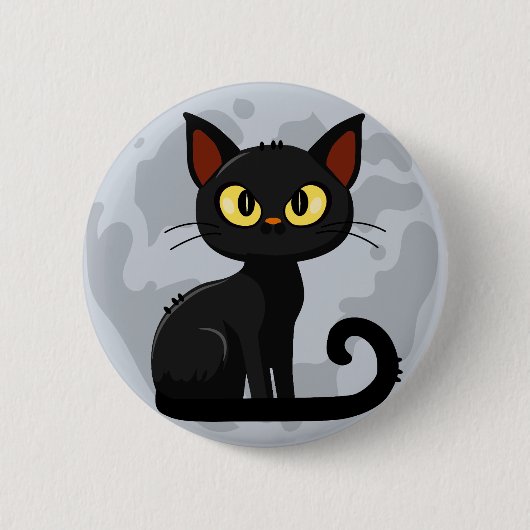 Grumpy zwarte kat maan knop ronde button 5,7 cm (Voorkant)