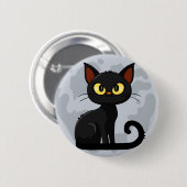 Grumpy zwarte kat maan knop ronde button 5,7 cm (Voorkant /achterkant)