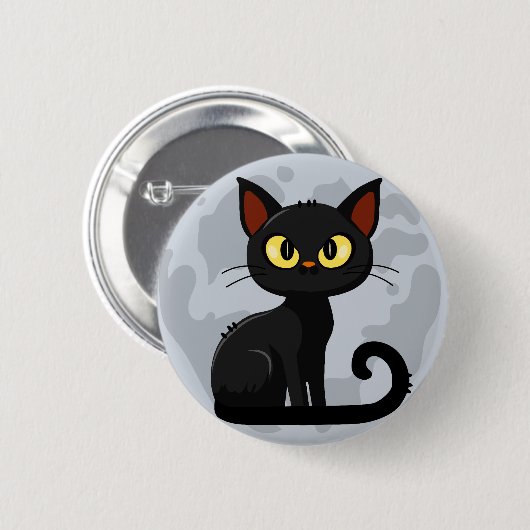 Grumpy zwarte kat maan knop ronde button 5,7 cm (Voorkant /achterkant)