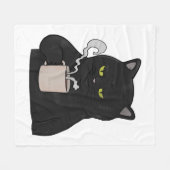 Grumpy zwarte kat met koffie ochtend grouch fleece deken (Voorkant (Horizontaal))