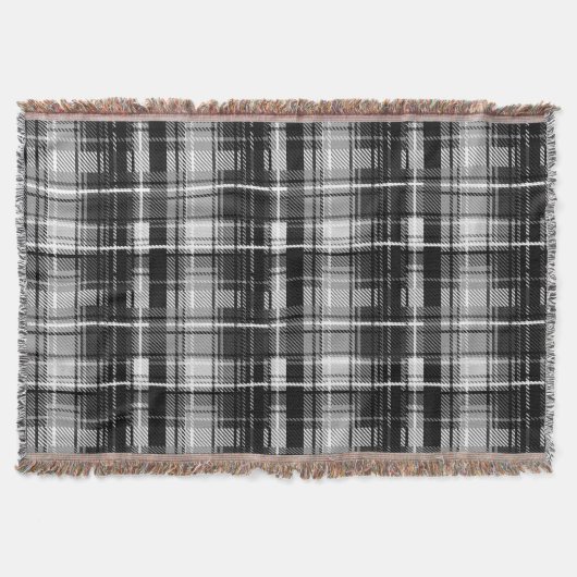 Grunde Zwart Wit Flanel Plaid Tartan Design Deken (Voorkant)