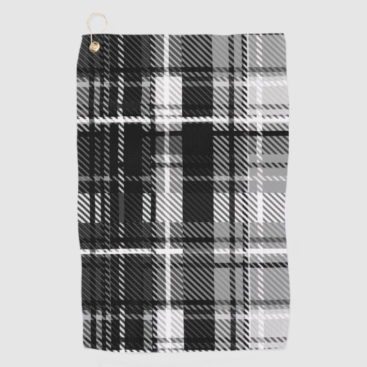 Grunde Zwart Wit Flanel Plaid Tartan Design Golfhanddoek (Voorkant)