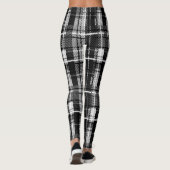 Grunde Zwart Wit Flanel Plaid Tartan Design Leggings (Achterkant)