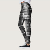 Grunde Zwart Wit Flanel Plaid Tartan Design Leggings (Links)