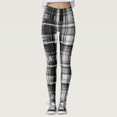 Grunde Zwart Wit Flanel Plaid Tartan Design Leggings (Voorkant)