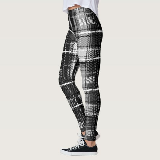 Grunde Zwart Wit Flanel Plaid Tartan Design Leggings