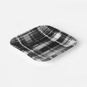 Grunde Zwart Wit Flanel Plaid Tartan Design Papieren Bordje (Gebogen)