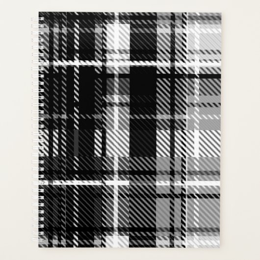 Grunde Zwart Wit Flanel Plaid Tartan Design Planner (Voorkant)
