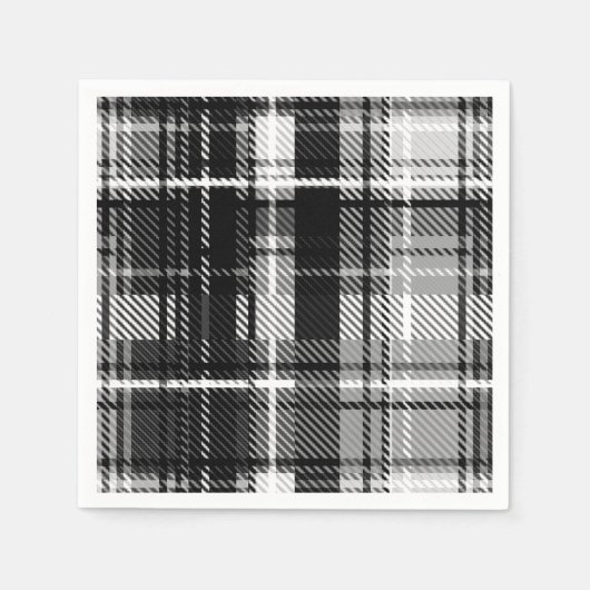 Grunde Zwart Wit Flanel Plaid Tartan Design Servet (Voorkant)