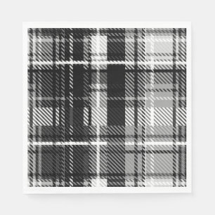 Grunde Zwart Wit Flanel Plaid Tartan Design Servet