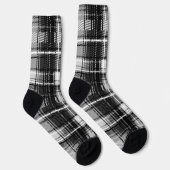 Grunde Zwart Wit Flanel Plaid Tartan Design Sokken (Rechts)