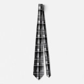 Grunde Zwart Wit Flanel Plaid Tartan Design Stropdas (Voorkant)