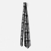 Grunde Zwart Wit Flanel Plaid Tartan Design Stropdas (Achterkant)