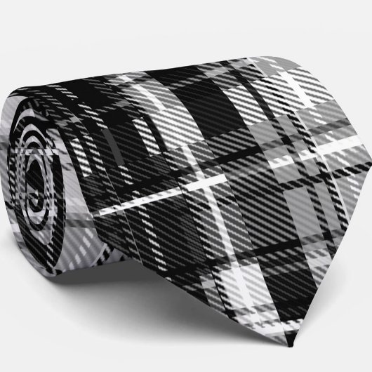 Grunde Zwart Wit Flanel Plaid Tartan Design Stropdas