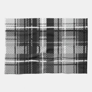 Grunde Zwart Wit Flanel Plaid Tartan Design Theedoek