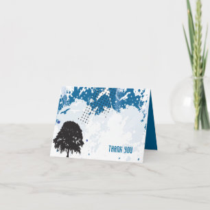 Grundge Tree Bar Mitzvah Thank You Card Bedankkaart