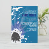 GRUNDGE TREE MET BIRDS Bar Bat Mitzvah Invitation Kaart (Staand voorkant)