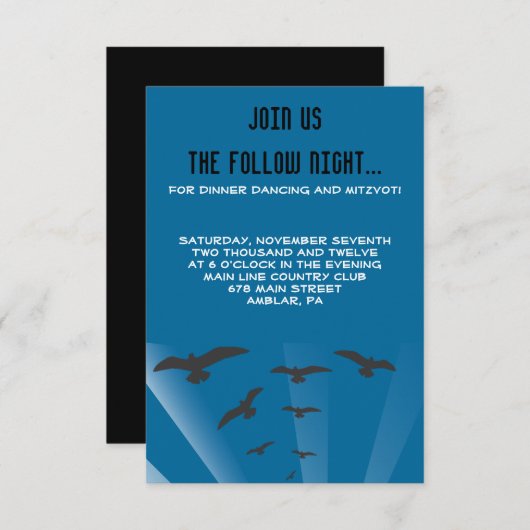 GRUNDGE TREE MET BIRDS Bar Bat Mitzvah Party Kaart (Voorkant / Achterkant)