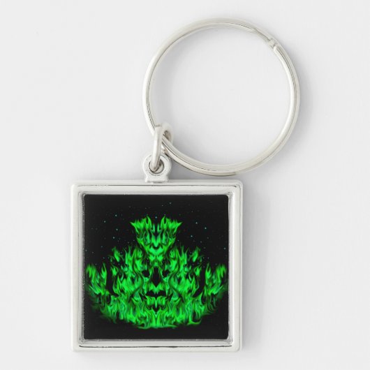 Grüne Flammenmonster am Sternenhimmel Sleutelhanger (Voorkant)