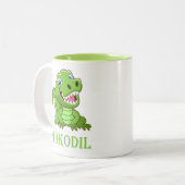 grüne Krokodil Tweekleurige Koffiemok (Voorkant links)