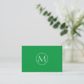 Grüne Minimal Monogramm Visitenkarte Visitekaartje (Staand voorkant)