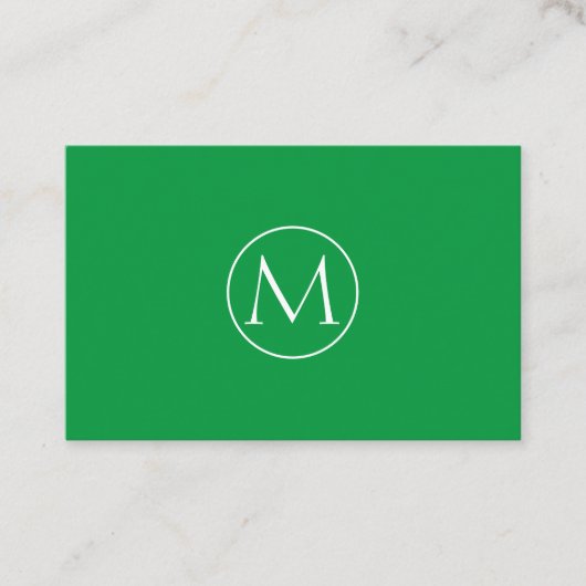 Grüne Minimal Monogramm Visitenkarte Visitekaartje (Voorkant)