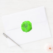 Grüne Rosenblüte – Florales 3D-Design -  Ronde Sticker (Envelop)