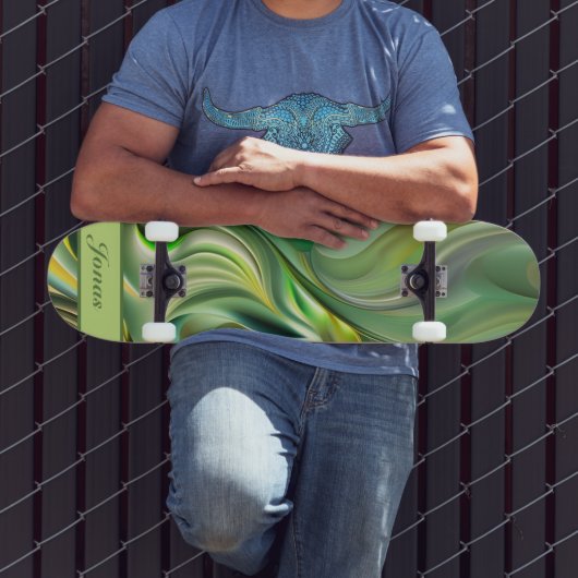 grüne Wellenmuster abstrakt Persoonlijk Skateboard (Buiten 3)