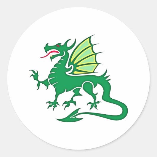 grüner Drache green dragon Ronde Sticker (Voorkant)