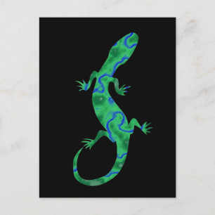 Grüner Gecko ArtDeco Briefkaart