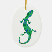 Grüner Gecko ArtDeco Keramisch Ornament (Voorkant)