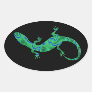 Grüner Gecko ArtDeco Ovale Sticker