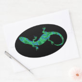 Grüner Gecko ArtDeco Ovale Sticker (Envelop)