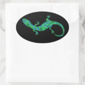 Grüner Gecko ArtDeco Ovale Sticker (Tas)