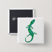 Grüner Gecko ArtDeco Vierkante Button 5,1 Cm (Voorkant /achterkant)