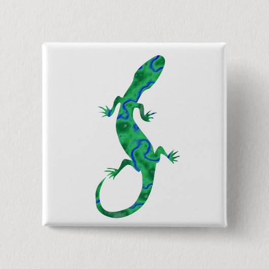 Grüner Gecko ArtDeco Vierkante Button 5,1 Cm (Voorkant)