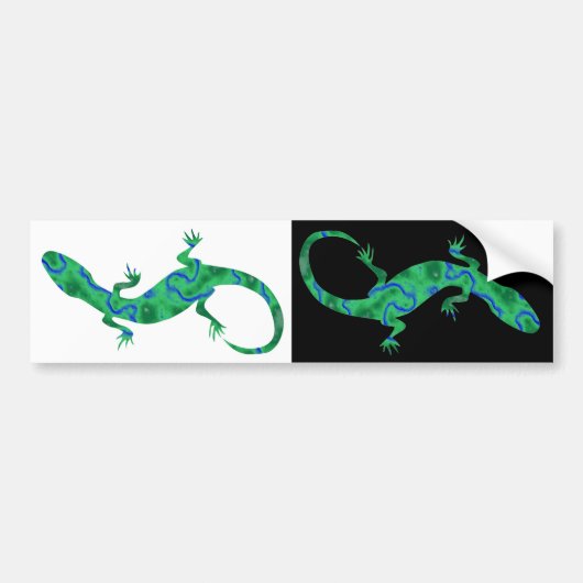 Grüner Gecko ArtDeco zwart-wit Bumpersticker (Voorkant)