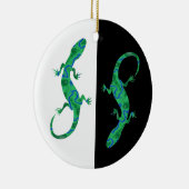 Grüner Gecko ArtDeco zwart-wit design Keramisch Ornament (Rechts)