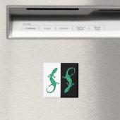 Grüner Gecko ArtDeco zwart-wit Magneet (Insitu (Vaatwasser))