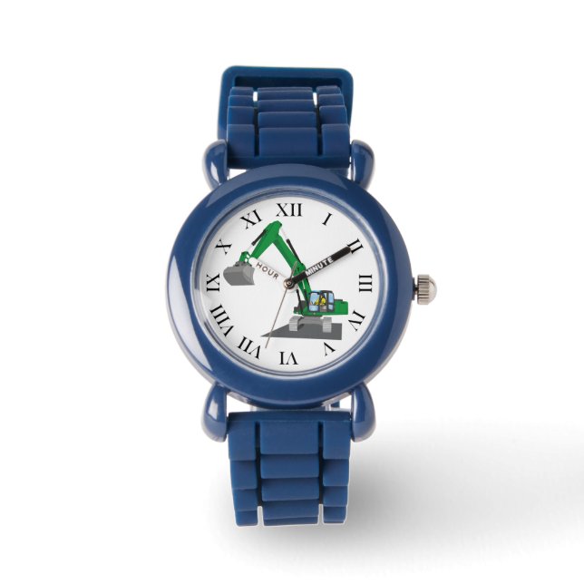 grüner Kettenbagger Horloge (Voorkant)