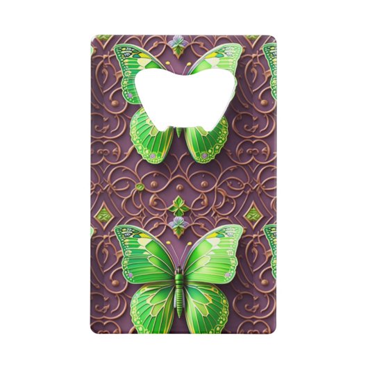 Grüner Schmetterling 3D Optik Creditkaart Flessenopener (Voorkant)
