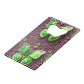 Grüner Schmetterling 3D Optik Creditkaart Flessenopener (Voorkant Gekanteld)