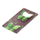 Grüner Schmetterling 3D Optik Creditkaart Flessenopener (Achterkant Gekanteld)