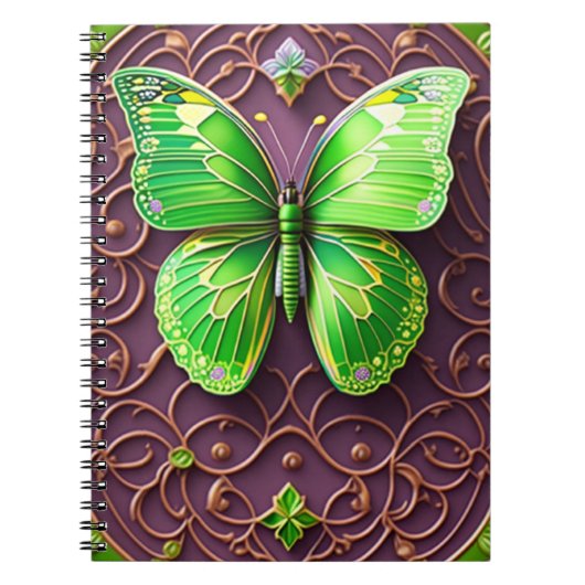 Grüner Schmetterling 3D Optik Notitieboek (Voorkant)