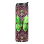 Grüner Schmetterling 3D Optik Thermosbeker (Gedraaid links)
