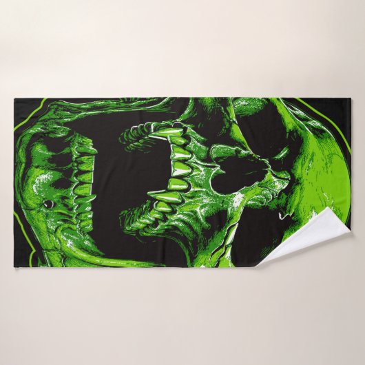 Grüner Vampirschädel Badhanddoek (Badhanddoek)
