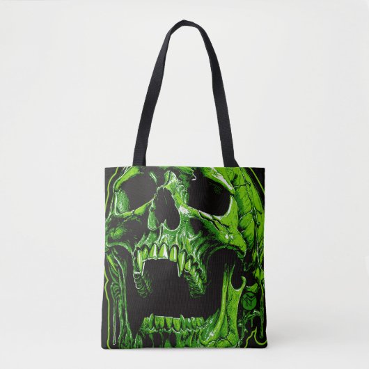 Grüner Vampirschädel Tote Bag (Voorkant)