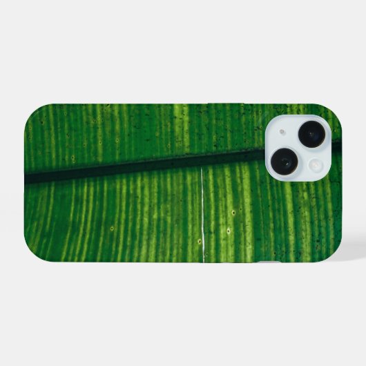 Grünes Blatt mit Details aus Costa Rica iPhone 15 Case (Achterkant horizontaal)